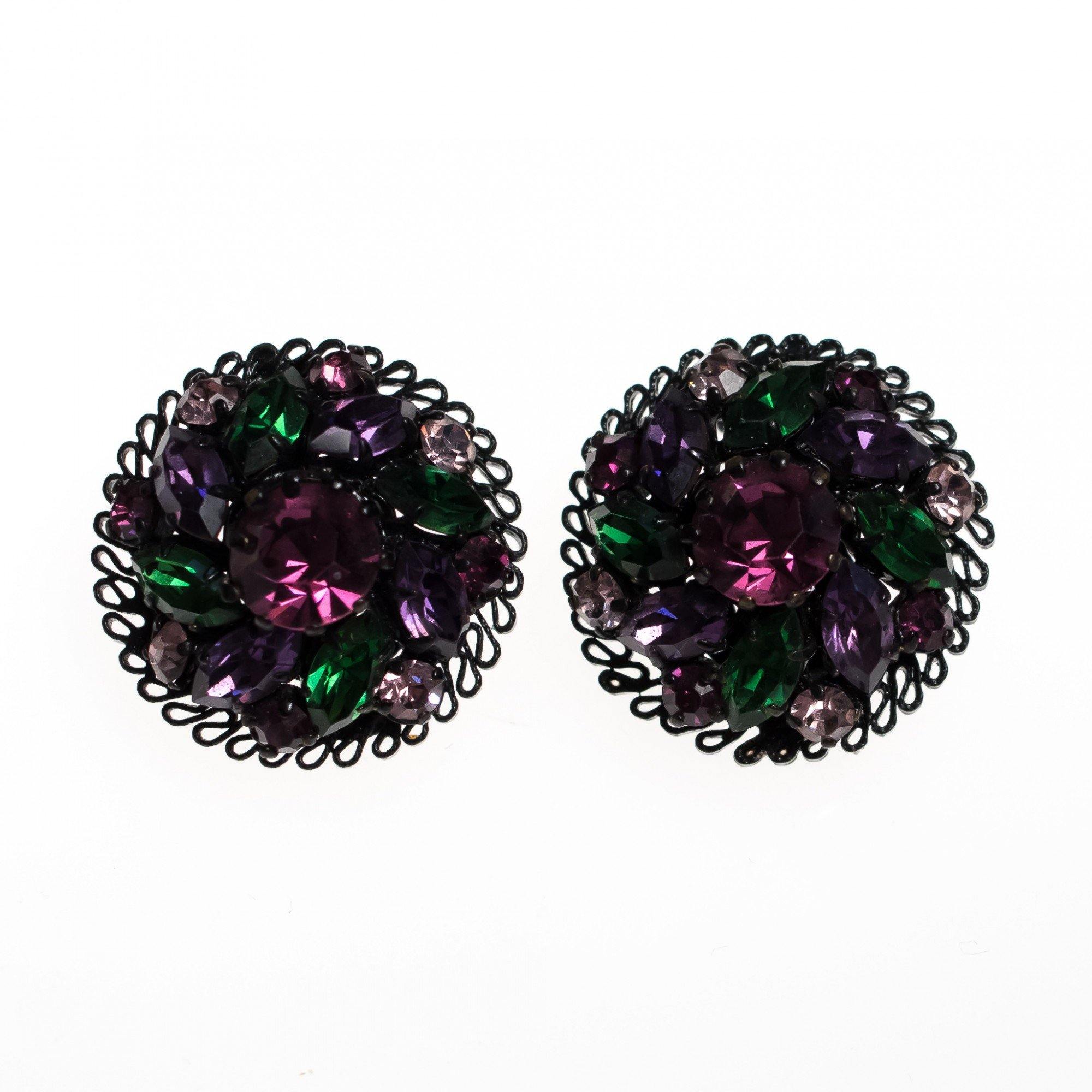 Vintage Made in Austria Purple, Green and Black Earrings by Made in Austria - Vintage Meet Modern Vintage Jewelry - Chicago, Illinois - #oldhollywoodglamour #vintagemeetmodern #designervintage #jewelrybox #antiquejewelry #vintagejewelry