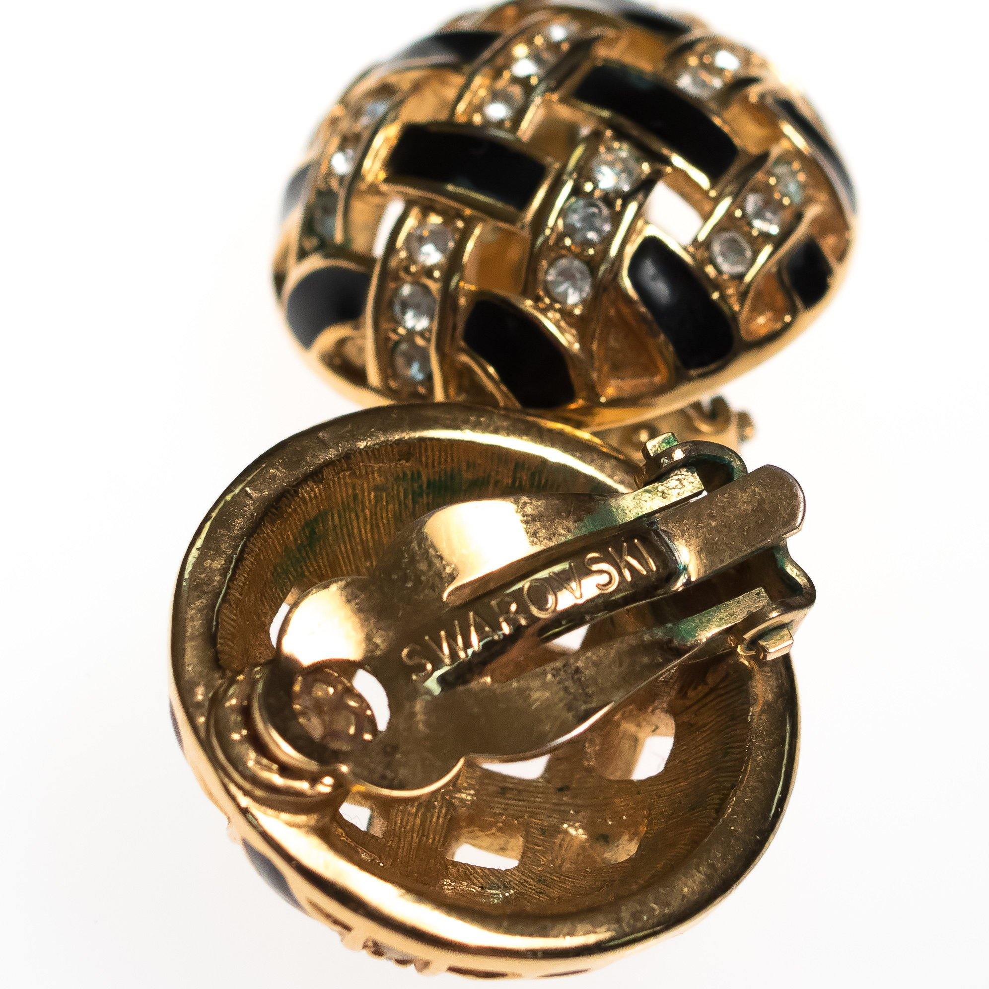 Vintage Swarovski Black Diamante Checkerboard Earrings by Swarovski - Vintage Meet Modern Vintage Jewelry - Chicago, Illinois - #oldhollywoodglamour #vintagemeetmodern #designervintage #jewelrybox #antiquejewelry #vintagejewelry