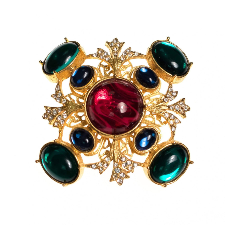 Vintage RJ Graziano Royal Colors Bejeweled Maltese Cross by RJ Graziano - Vintage Meet Modern Vintage Jewelry - Chicago, Illinois - #oldhollywoodglamour #vintagemeetmodern #designervintage #jewelrybox #antiquejewelry #vintagejewelry