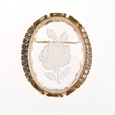 Vintage Etched Floral Cameo Style Brooch by 1950s - Vintage Meet Modern Vintage Jewelry - Chicago, Illinois - #oldhollywoodglamour #vintagemeetmodern #designervintage #jewelrybox #antiquejewelry #vintagejewelry