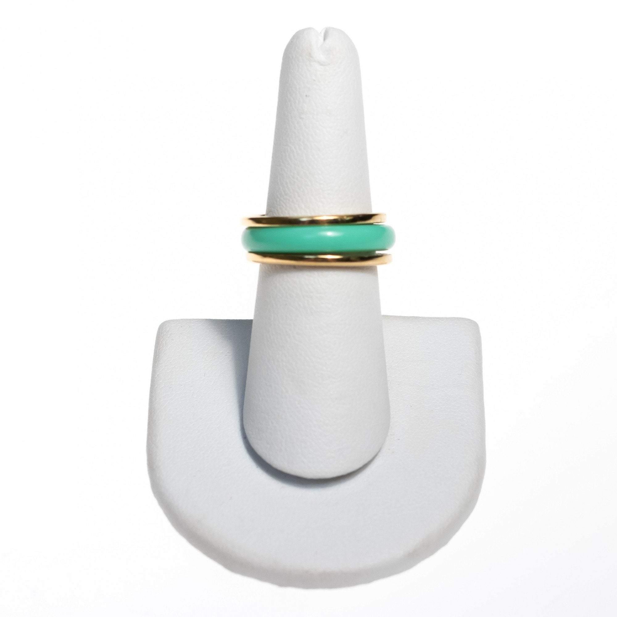 Vintage Avon Interchangeable Band Ring Mint White Peach Yellow with Gold by Avon - Vintage Meet Modern Vintage Jewelry - Chicago, Illinois - #oldhollywoodglamour #vintagemeetmodern #designervintage #jewelrybox #antiquejewelry #vintagejewelry