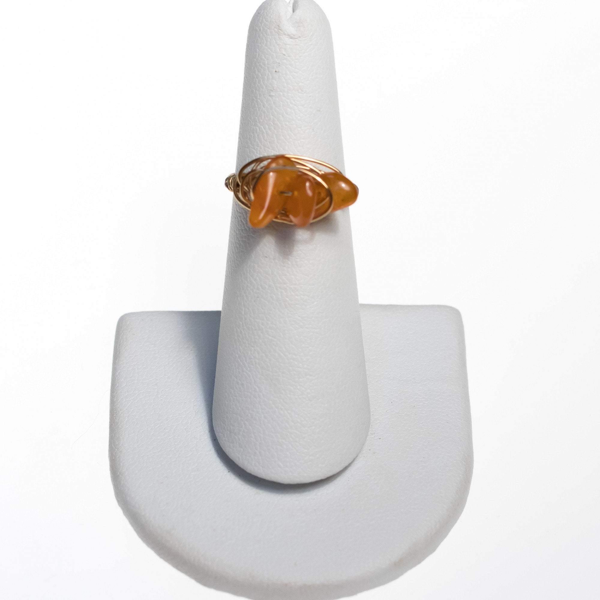 Vintage Brutalist Modern Gold Wired Ring with Citrine Chips by Artisan Made - Vintage Meet Modern Vintage Jewelry - Chicago, Illinois - #oldhollywoodglamour #vintagemeetmodern #designervintage #jewelrybox #antiquejewelry #vintagejewelry