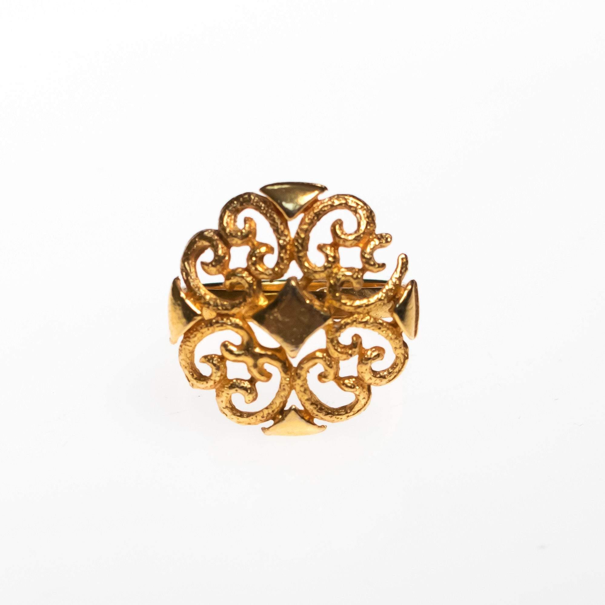 Vintage Mid Century Modern Gold Scroll Ring by 1950s - Vintage Meet Modern Vintage Jewelry - Chicago, Illinois - #oldhollywoodglamour #vintagemeetmodern #designervintage #jewelrybox #antiquejewelry #vintagejewelry