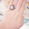Vintage Matte Blue Crystal Ring with Gold Setting by 1950s - Vintage Meet Modern Vintage Jewelry - Chicago, Illinois - #oldhollywoodglamour #vintagemeetmodern #designervintage #jewelrybox #antiquejewelry #vintagejewelry