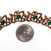 Vintage Gold Leaf Bracelet Emerald Crystals by Unsigned Beauty - Vintage Meet Modern Vintage Jewelry - Chicago, Illinois - #oldhollywoodglamour #vintagemeetmodern #designervintage #jewelrybox #antiquejewelry #vintagejewelry