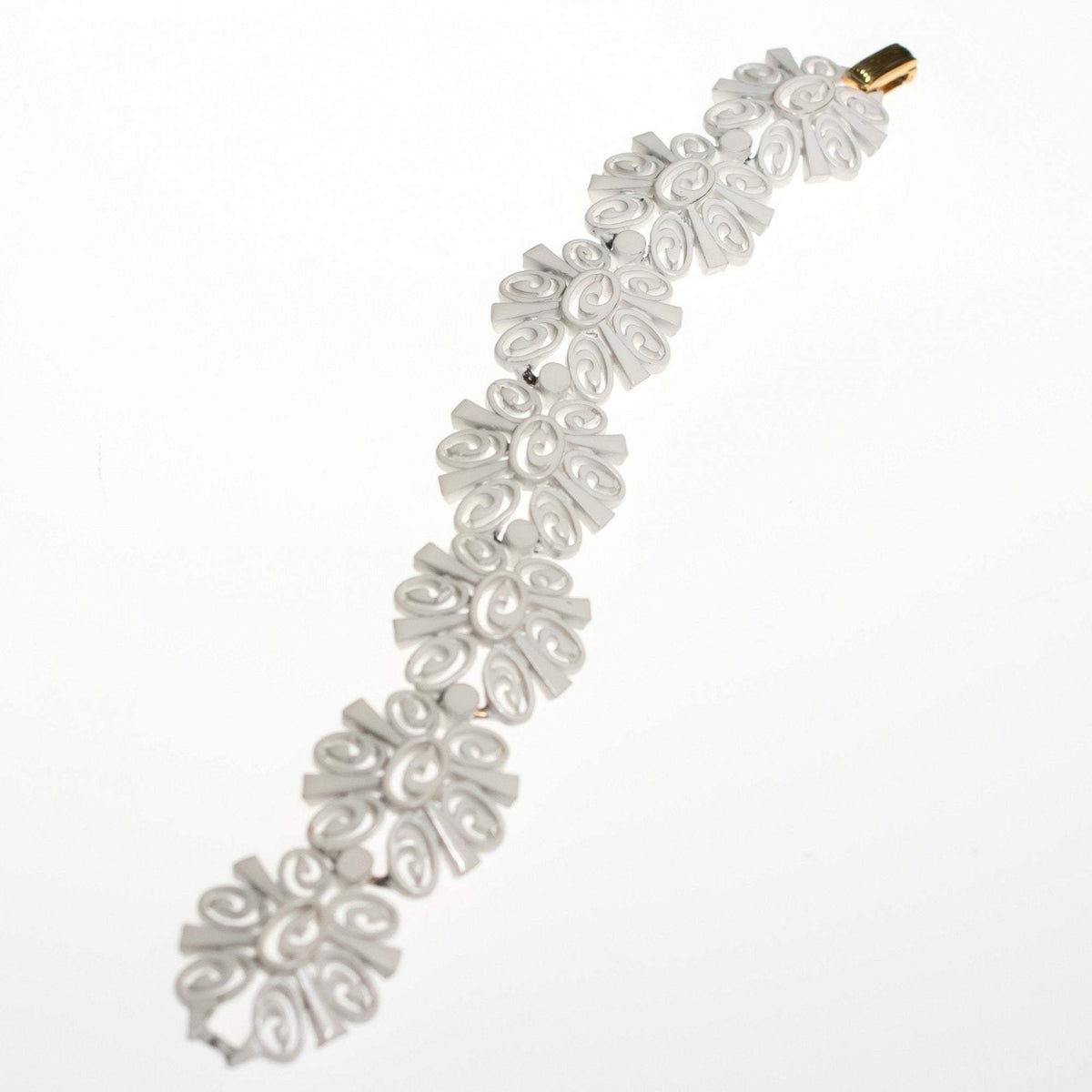 Vintage Crown Trifari White Painted Enamel Bracelet