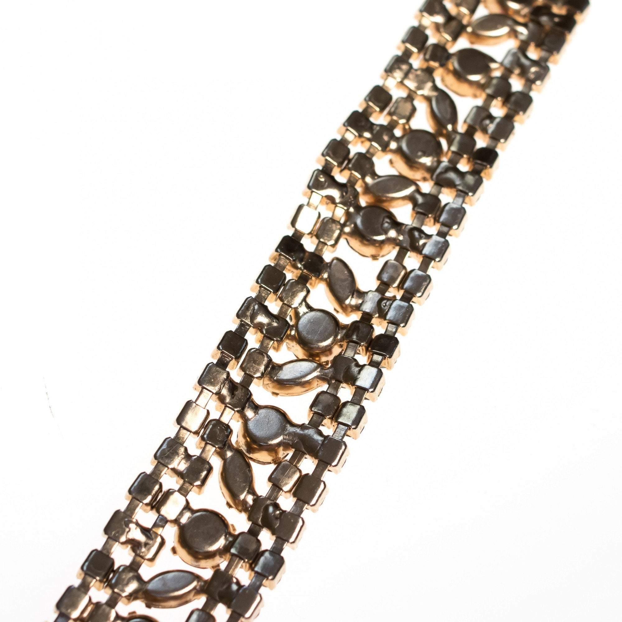 Vintage Juliana Amber Aurora Borealis Wide Rhinestone Bracelet by Juliana - Vintage Meet Modern Vintage Jewelry - Chicago, Illinois - #oldhollywoodglamour #vintagemeetmodern #designervintage #jewelrybox #antiquejewelry #vintagejewelry