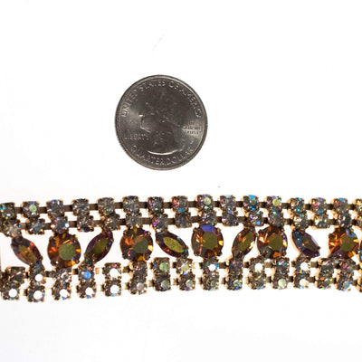 Vintage Juliana Amber Aurora Borealis Wide Rhinestone Bracelet by Juliana - Vintage Meet Modern Vintage Jewelry - Chicago, Illinois - #oldhollywoodglamour #vintagemeetmodern #designervintage #jewelrybox #antiquejewelry #vintagejewelry