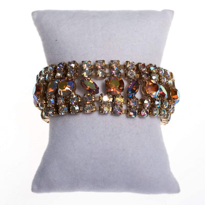 Vintage Juliana Amber Aurora Borealis Wide Rhinestone Bracelet by Juliana - Vintage Meet Modern Vintage Jewelry - Chicago, Illinois - #oldhollywoodglamour #vintagemeetmodern #designervintage #jewelrybox #antiquejewelry #vintagejewelry