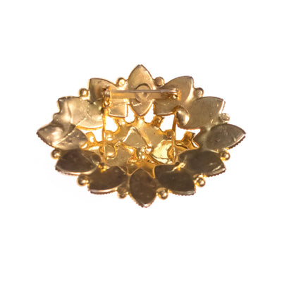 Vintage Pearl Rhinestones and Aurora Borealis Crystal Tiered Brooch by 1950s - Vintage Meet Modern Vintage Jewelry - Chicago, Illinois - #oldhollywoodglamour #vintagemeetmodern #designervintage #jewelrybox #antiquejewelry #vintagejewelry