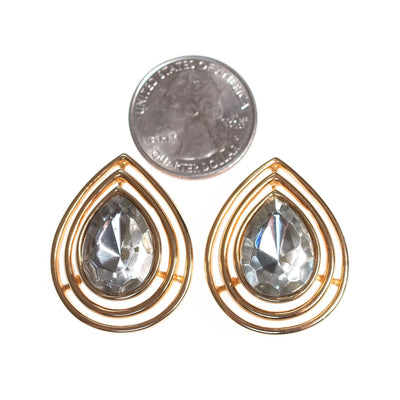 Vintage Crown Trifari Elegant Gold Teardrop Rhinestone Statement Earrings by Crown Trifari - Vintage Meet Modern Vintage Jewelry - Chicago, Illinois - #oldhollywoodglamour #vintagemeetmodern #designervintage #jewelrybox #antiquejewelry #vintagejewelry