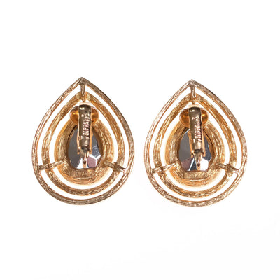 Vintage Crown Trifari Elegant Gold Teardrop Rhinestone Statement Earrings by Crown Trifari - Vintage Meet Modern Vintage Jewelry - Chicago, Illinois - #oldhollywoodglamour #vintagemeetmodern #designervintage #jewelrybox #antiquejewelry #vintagejewelry
