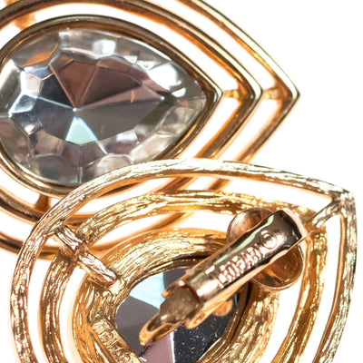 Vintage Crown Trifari Elegant Gold Teardrop Rhinestone Statement Earrings by Crown Trifari - Vintage Meet Modern Vintage Jewelry - Chicago, Illinois - #oldhollywoodglamour #vintagemeetmodern #designervintage #jewelrybox #antiquejewelry #vintagejewelry