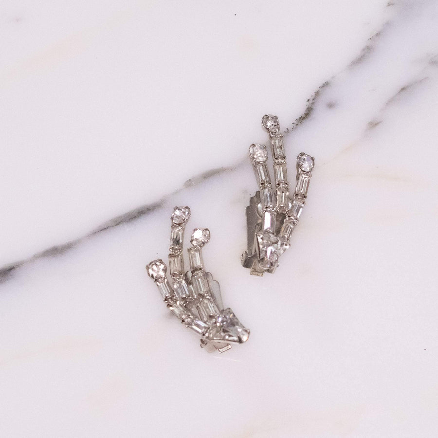 Vintage Art Deco Era Diamante Spray Style Firework Earrings by Art Deco - Vintage Meet Modern Vintage Jewelry - Chicago, Illinois - #oldhollywoodglamour #vintagemeetmodern #designervintage #jewelrybox #antiquejewelry #vintagejewelry