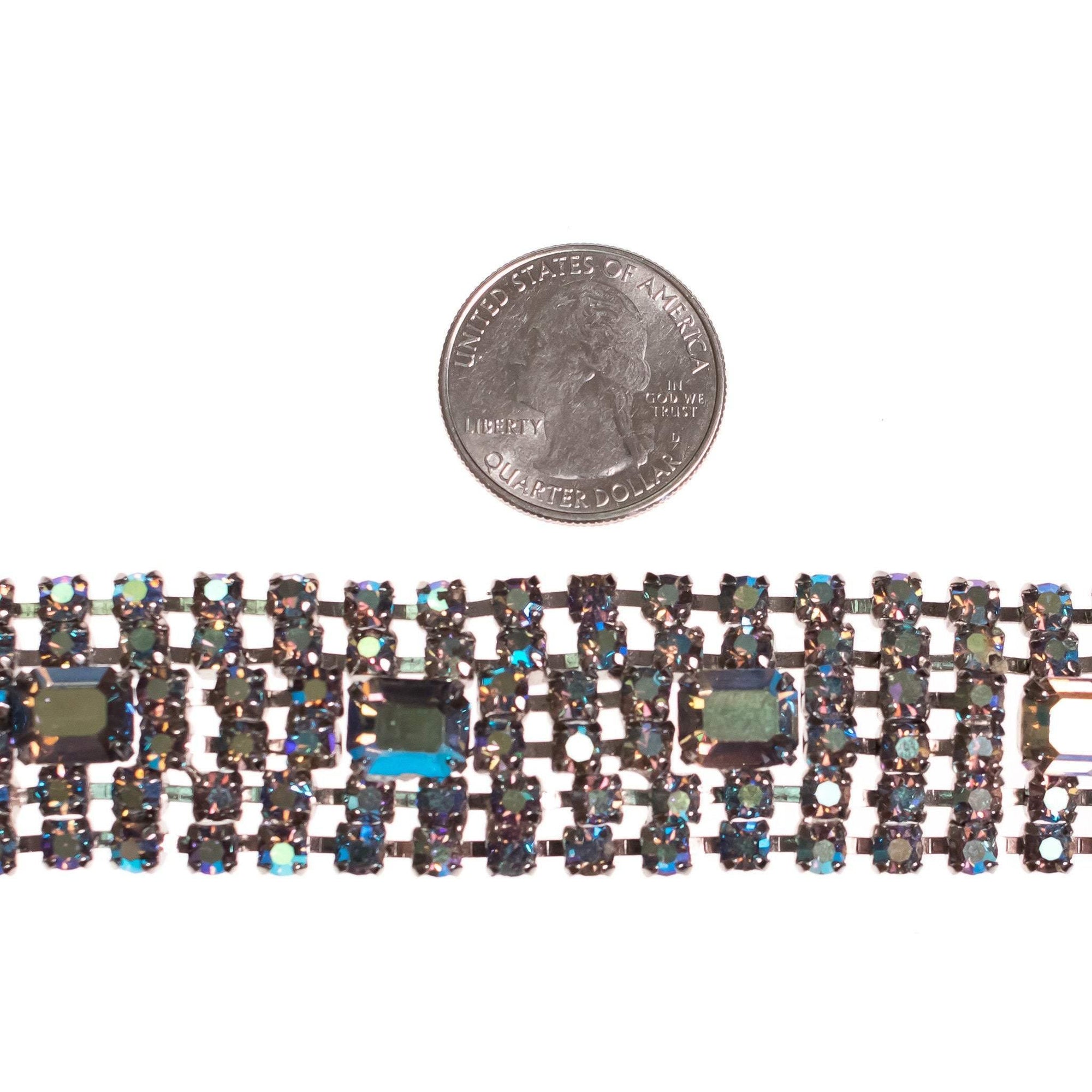 Vintage Blue Gray Aurora Borealis Rhinestone Bracelet by 1950s - Vintage Meet Modern Vintage Jewelry - Chicago, Illinois - #oldhollywoodglamour #vintagemeetmodern #designervintage #jewelrybox #antiquejewelry #vintagejewelry