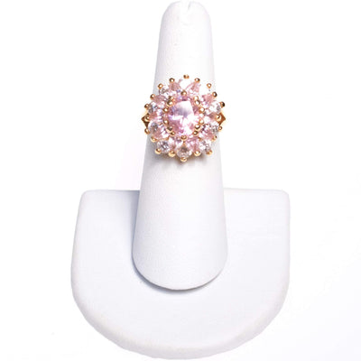 Vintage Pink and Clear CZ Cluster Ring by 1980s - Vintage Meet Modern Vintage Jewelry - Chicago, Illinois - #oldhollywoodglamour #vintagemeetmodern #designervintage #jewelrybox #antiquejewelry #vintagejewelry