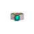 Vintage Emerald Green CZ Emerald Cut and Diamante Wide Band Cocktail Statement Ring