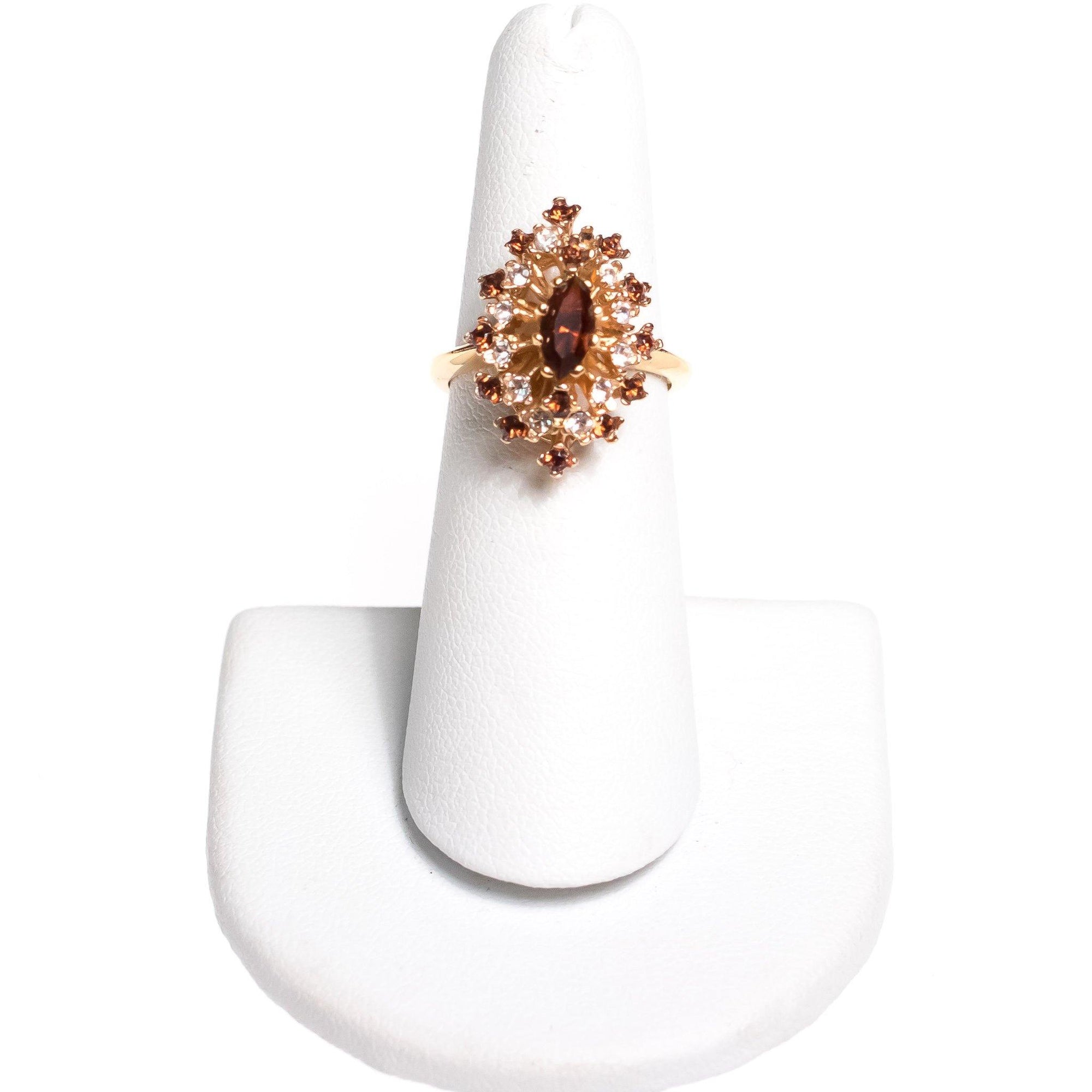 Vintage Amber Marquise Crystal and Diamante Statement Ring by 1980s - Vintage Meet Modern Vintage Jewelry - Chicago, Illinois - #oldhollywoodglamour #vintagemeetmodern #designervintage #jewelrybox #antiquejewelry #vintagejewelry