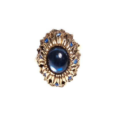 Vintage Mid Century Modern Blue Crystal Cabochon Cocktail Statement Ring by Mid Century Modern - Vintage Meet Modern Vintage Jewelry - Chicago, Illinois - #oldhollywoodglamour #vintagemeetmodern #designervintage #jewelrybox #antiquejewelry #vintagejewelry