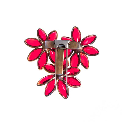 Vintage 1940s Red Flower Dress/Fur Clip Brooch with Crystal Bezel Set Petals and Faux Pearl Centers by 1940s - Vintage Meet Modern Vintage Jewelry - Chicago, Illinois - #oldhollywoodglamour #vintagemeetmodern #designervintage #jewelrybox #antiquejewelry #vintagejewelry