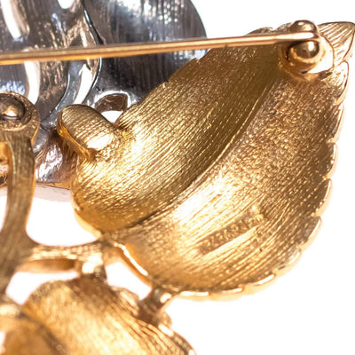 Vintage Crown Trifari Silver Milgrain Rose with Gold Leaves Brooch by Crown Trifari - Vintage Meet Modern Vintage Jewelry - Chicago, Illinois - #oldhollywoodglamour #vintagemeetmodern #designervintage #jewelrybox #antiquejewelry #vintagejewelry
