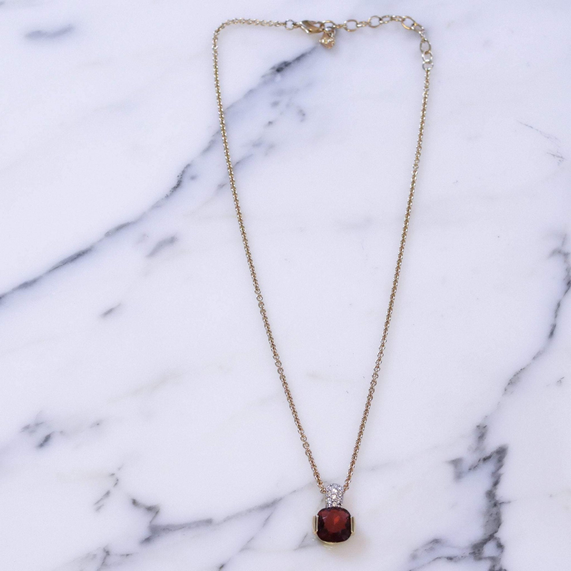 Vintage Swarovski Rubellite Crystal Pendant Necklace by Swarovski - Vintage Meet Modern Vintage Jewelry - Chicago, Illinois - #oldhollywoodglamour #vintagemeetmodern #designervintage #jewelrybox #antiquejewelry #vintagejewelry