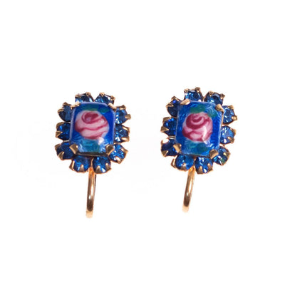 1950s Blue & Pink Guilloche Earrings by 1950s - Vintage Meet Modern Vintage Jewelry - Chicago, Illinois - #oldhollywoodglamour #vintagemeetmodern #designervintage #jewelrybox #antiquejewelry #vintagejewelry