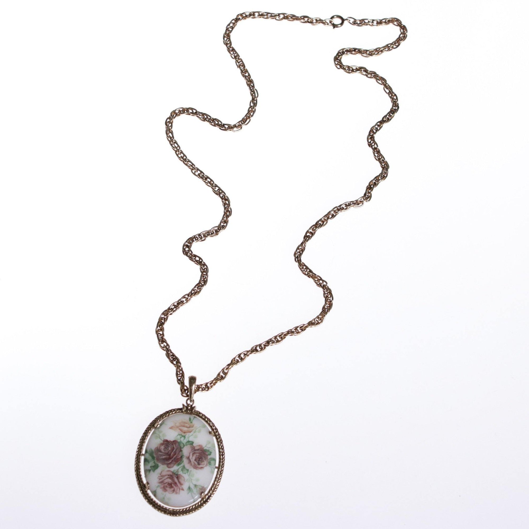 1950s Limoges Floral Pendant  Lavender and Pink Flowers by Limoges - Vintage Meet Modern Vintage Jewelry - Chicago, Illinois - #oldhollywoodglamour #vintagemeetmodern #designervintage #jewelrybox #antiquejewelry #vintagejewelry