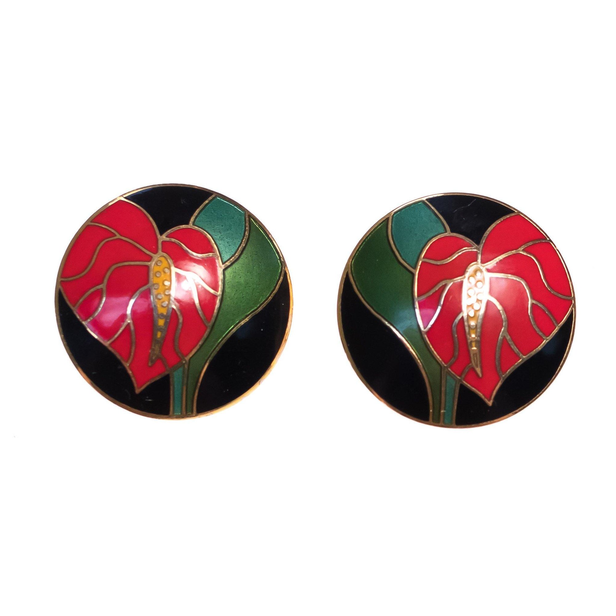 Vintage Laurel Burch Anthurium Red with Black Enamel by Laurel Burch - Vintage Meet Modern Vintage Jewelry - Chicago, Illinois - #oldhollywoodglamour #vintagemeetmodern #designervintage #jewelrybox #antiquejewelry #vintagejewelry