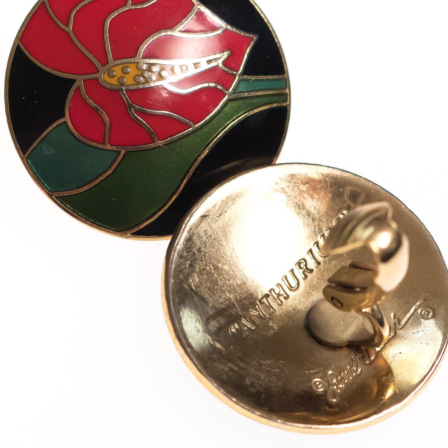 Vintage Laurel Burch Anthurium Red with Black Enamel by Laurel Burch - Vintage Meet Modern Vintage Jewelry - Chicago, Illinois - #oldhollywoodglamour #vintagemeetmodern #designervintage #jewelrybox #antiquejewelry #vintagejewelry