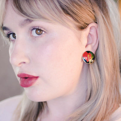Vintage Laurel Burch Anthurium Red with Black Enamel by Laurel Burch - Vintage Meet Modern Vintage Jewelry - Chicago, Illinois - #oldhollywoodglamour #vintagemeetmodern #designervintage #jewelrybox #antiquejewelry #vintagejewelry