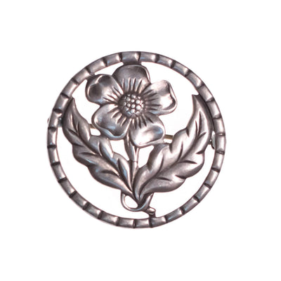 1940s Sterling Silver Flower  Medallion Brooch by Sterling Silver - Vintage Meet Modern Vintage Jewelry - Chicago, Illinois - #oldhollywoodglamour #vintagemeetmodern #designervintage #jewelrybox #antiquejewelry #vintagejewelry