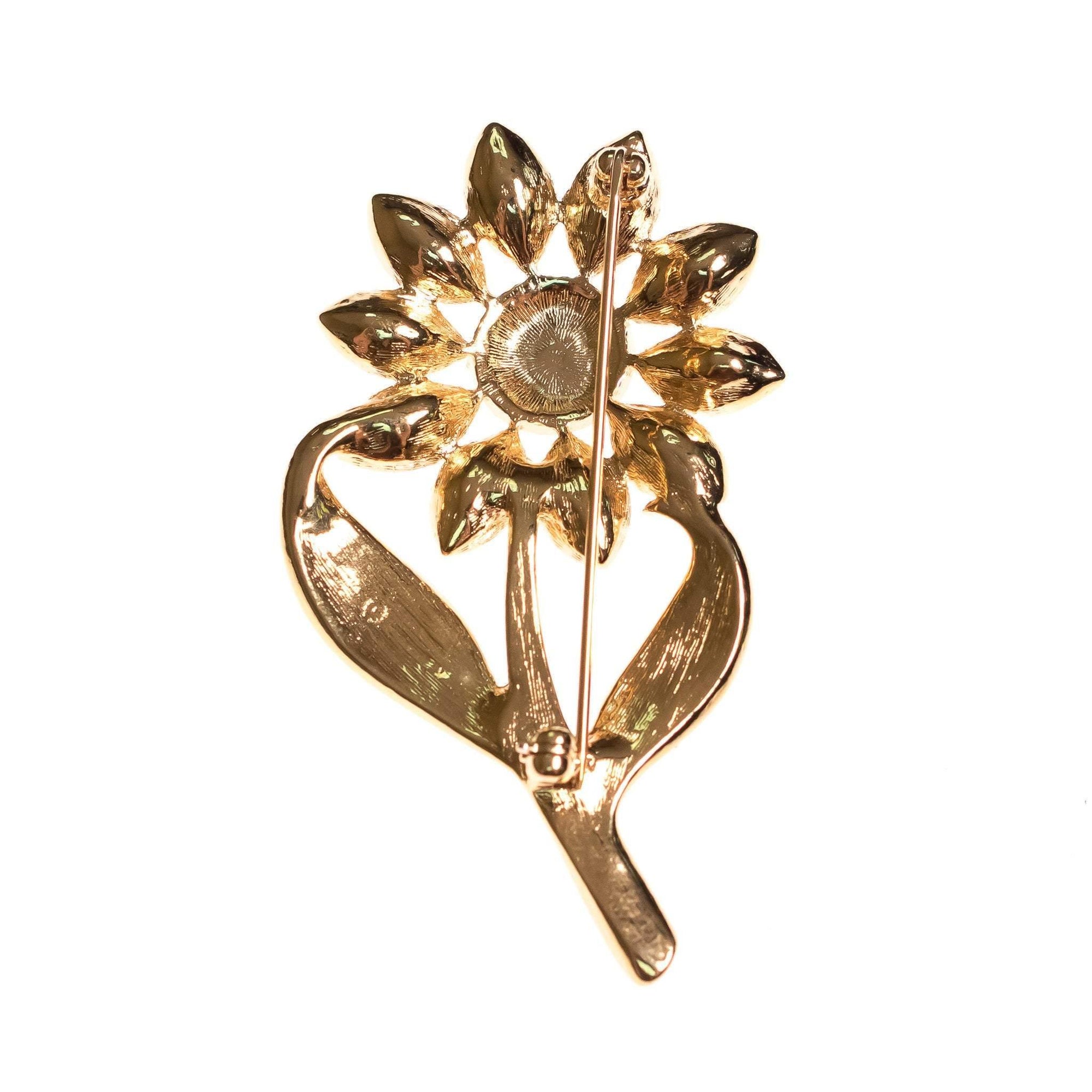 Vintage Avon Flower Brooch Gold, Blue, and Pink Rhinestone Brooch by Avon - Vintage Meet Modern Vintage Jewelry - Chicago, Illinois - #oldhollywoodglamour #vintagemeetmodern #designervintage #jewelrybox #antiquejewelry #vintagejewelry