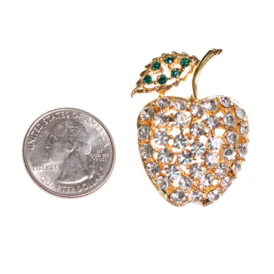 Vintage Diamante Crystal Bejeweled Apple Brooch by 1950s - Vintage Meet Modern Vintage Jewelry - Chicago, Illinois - #oldhollywoodglamour #vintagemeetmodern #designervintage #jewelrybox #antiquejewelry #vintagejewelry