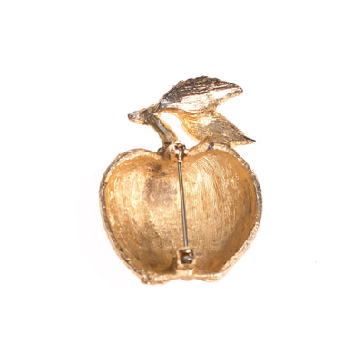 1950s Gold Apple with Diamante Accents by 1950s - Vintage Meet Modern Vintage Jewelry - Chicago, Illinois - #oldhollywoodglamour #vintagemeetmodern #designervintage #jewelrybox #antiquejewelry #vintagejewelry