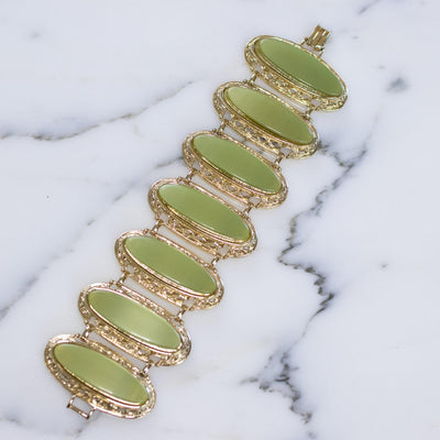 Vintage 1950s Light Green Thermoset Wide Panel Bracelet by 1950s - Vintage Meet Modern Vintage Jewelry - Chicago, Illinois - #oldhollywoodglamour #vintagemeetmodern #designervintage #jewelrybox #antiquejewelry #vintagejewelry