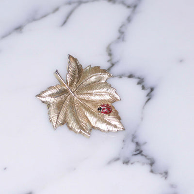 Rare Vintage Boucher Winter Summer Reversible Brooch Diamante Crystals and Gold with Lady Bug Brooch by Boucher - Vintage Meet Modern Vintage Jewelry - Chicago, Illinois - #oldhollywoodglamour #vintagemeetmodern #designervintage #jewelrybox #antiquejewelry #vintagejewelry
