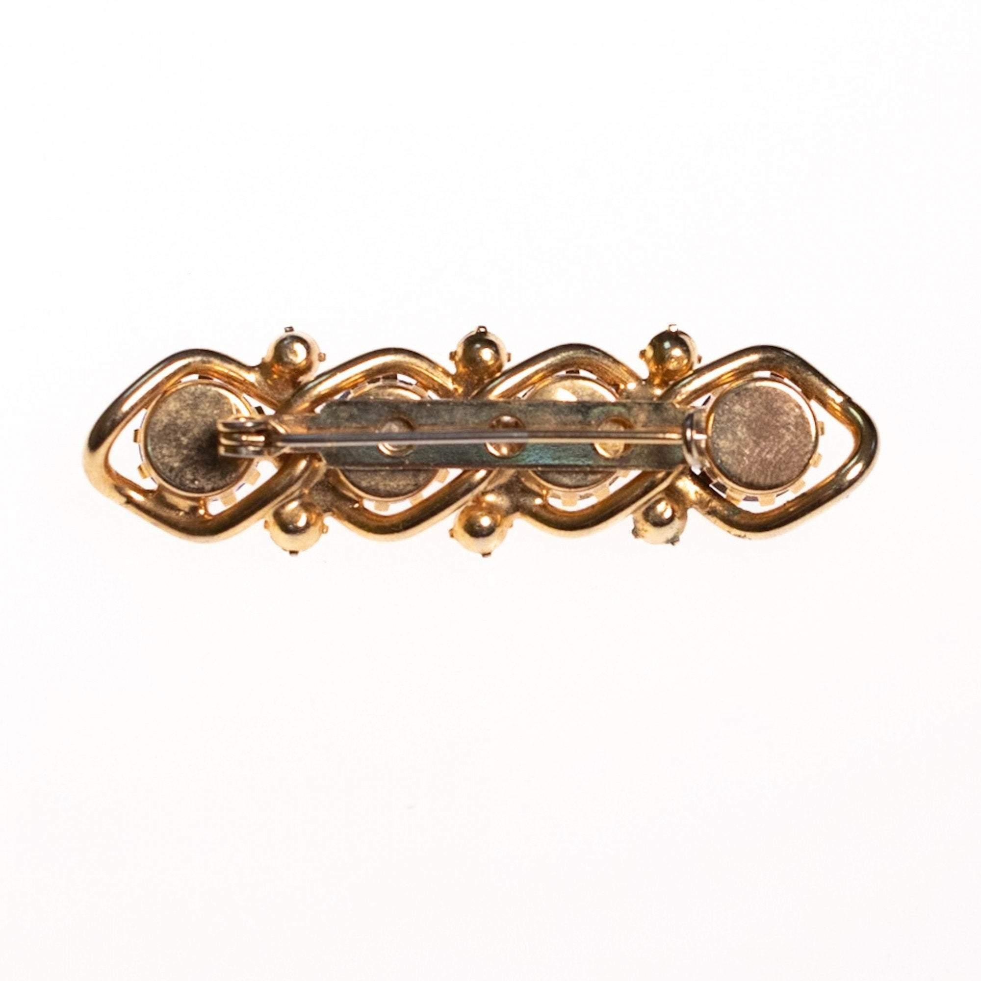 Vintage Blue Rhinestone Bar Pin by 1950s - Vintage Meet Modern Vintage Jewelry - Chicago, Illinois - #oldhollywoodglamour #vintagemeetmodern #designervintage #jewelrybox #antiquejewelry #vintagejewelry