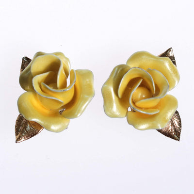 Vintage Yellow Rose Earrings by 1950s - Vintage Meet Modern Vintage Jewelry - Chicago, Illinois - #oldhollywoodglamour #vintagemeetmodern #designervintage #jewelrybox #antiquejewelry #vintagejewelry