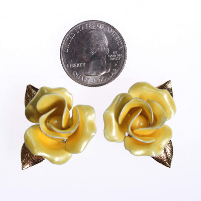 Vintage Yellow Rose Earrings by 1950s - Vintage Meet Modern Vintage Jewelry - Chicago, Illinois - #oldhollywoodglamour #vintagemeetmodern #designervintage #jewelrybox #antiquejewelry #vintagejewelry