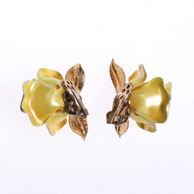 Vintage Yellow Rose Earrings by 1950s - Vintage Meet Modern Vintage Jewelry - Chicago, Illinois - #oldhollywoodglamour #vintagemeetmodern #designervintage #jewelrybox #antiquejewelry #vintagejewelry