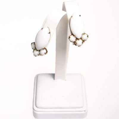 Vintage White Milk Glass Statement Earrings by Unsigned Beauties - Vintage Meet Modern Vintage Jewelry - Chicago, Illinois - #oldhollywoodglamour #vintagemeetmodern #designervintage #jewelrybox #antiquejewelry #vintagejewelry