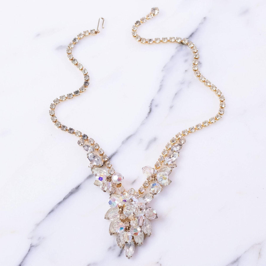 Vintage Juliana Waterfall Rhinestone Statement Necklace with Cha Cha Beads by Juliana - Vintage Meet Modern Vintage Jewelry - Chicago, Illinois - #oldhollywoodglamour #vintagemeetmodern #designervintage #jewelrybox #antiquejewelry #vintagejewelry