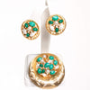 Vintage BSK Jade Lucite and Faux Pearl Cluster Medallion Statement Earrings by BSK - Vintage Meet Modern Vintage Jewelry - Chicago, Illinois - #oldhollywoodglamour #vintagemeetmodern #designervintage #jewelrybox #antiquejewelry #vintagejewelry