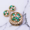 Vintage BSK Jade Lucite and Faux Pearl Cluster Medallion Statement Earrings by BSK - Vintage Meet Modern Vintage Jewelry - Chicago, Illinois - #oldhollywoodglamour #vintagemeetmodern #designervintage #jewelrybox #antiquejewelry #vintagejewelry