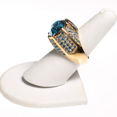 Vintage Kenneth Jay Lane Blue Crystal and Pave Statement Ring by Kenneth Jay Lane - Vintage Meet Modern Vintage Jewelry - Chicago, Illinois - #oldhollywoodglamour #vintagemeetmodern #designervintage #jewelrybox #antiquejewelry #vintagejewelry