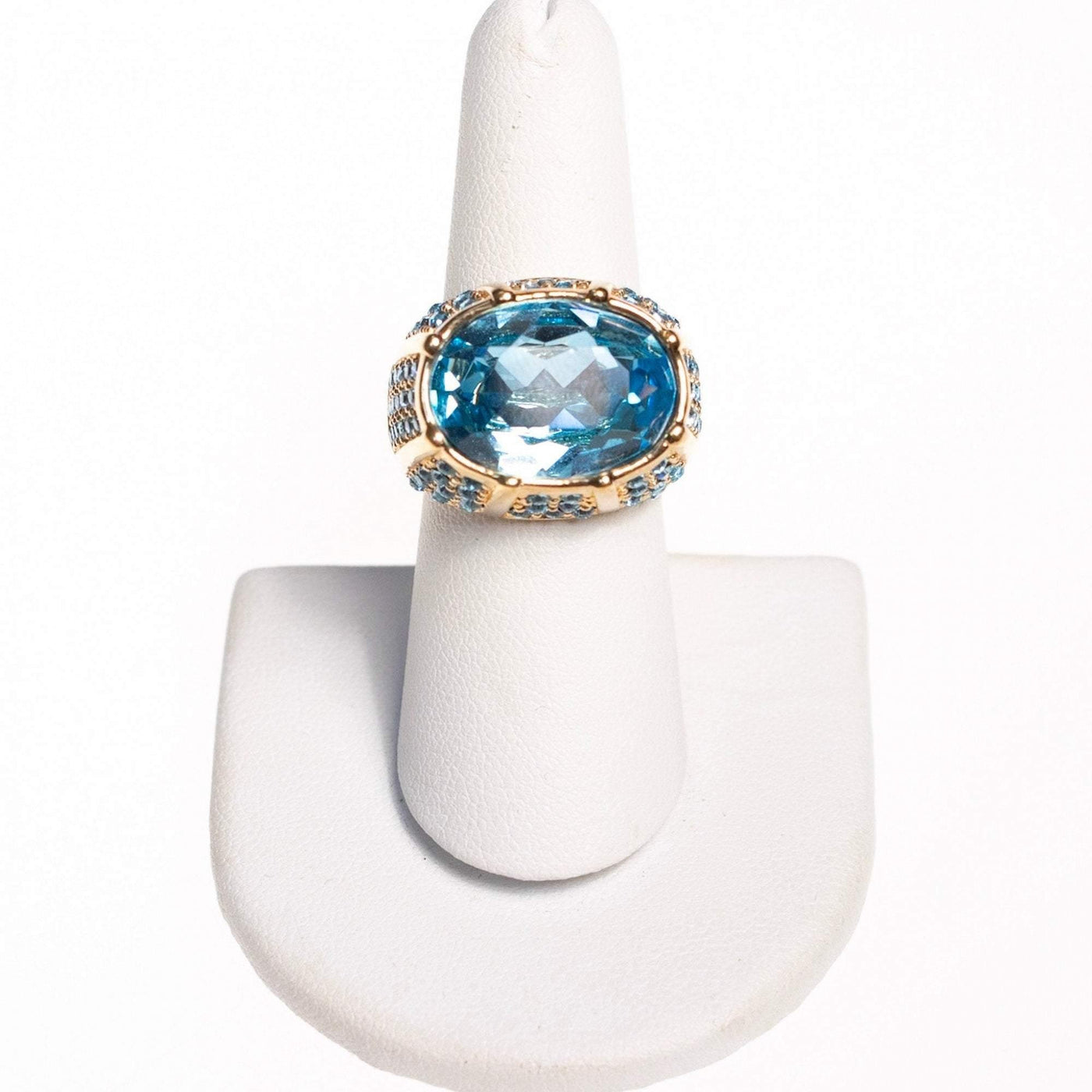 Vintage Kenneth Jay Lane Blue Crystal and Pave Statement Ring