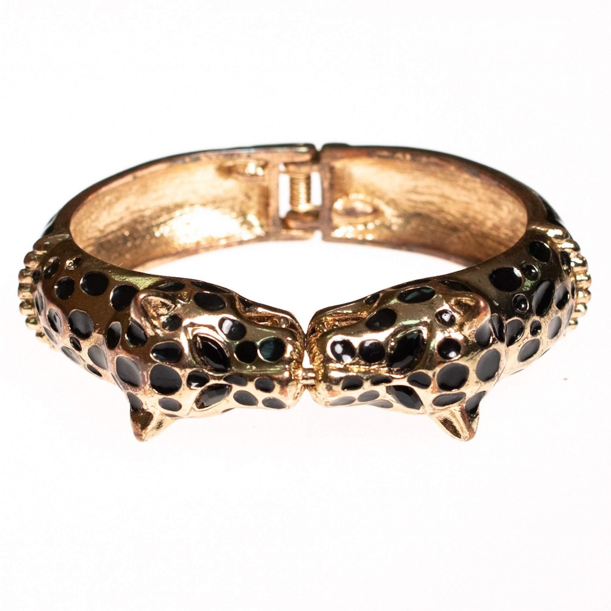 Vintage Double Leopard Hinged Bracelet by Unsigned Beauty - Vintage Meet Modern Vintage Jewelry - Chicago, Illinois - #oldhollywoodglamour #vintagemeetmodern #designervintage #jewelrybox #antiquejewelry #vintagejewelry