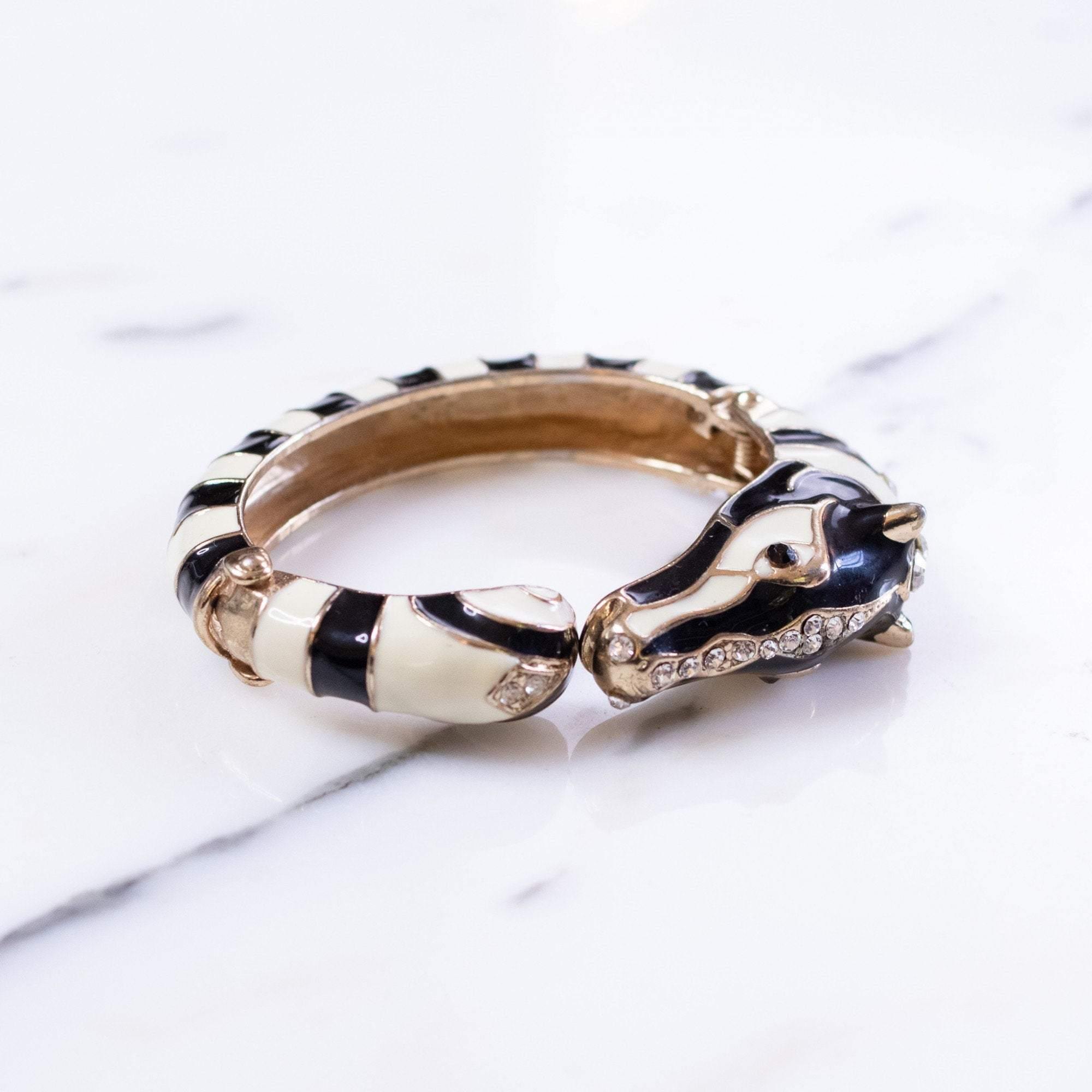 Vintage 1960s Zebra Bracelet by 1960s - Vintage Meet Modern Vintage Jewelry - Chicago, Illinois - #oldhollywoodglamour #vintagemeetmodern #designervintage #jewelrybox #antiquejewelry #vintagejewelry
