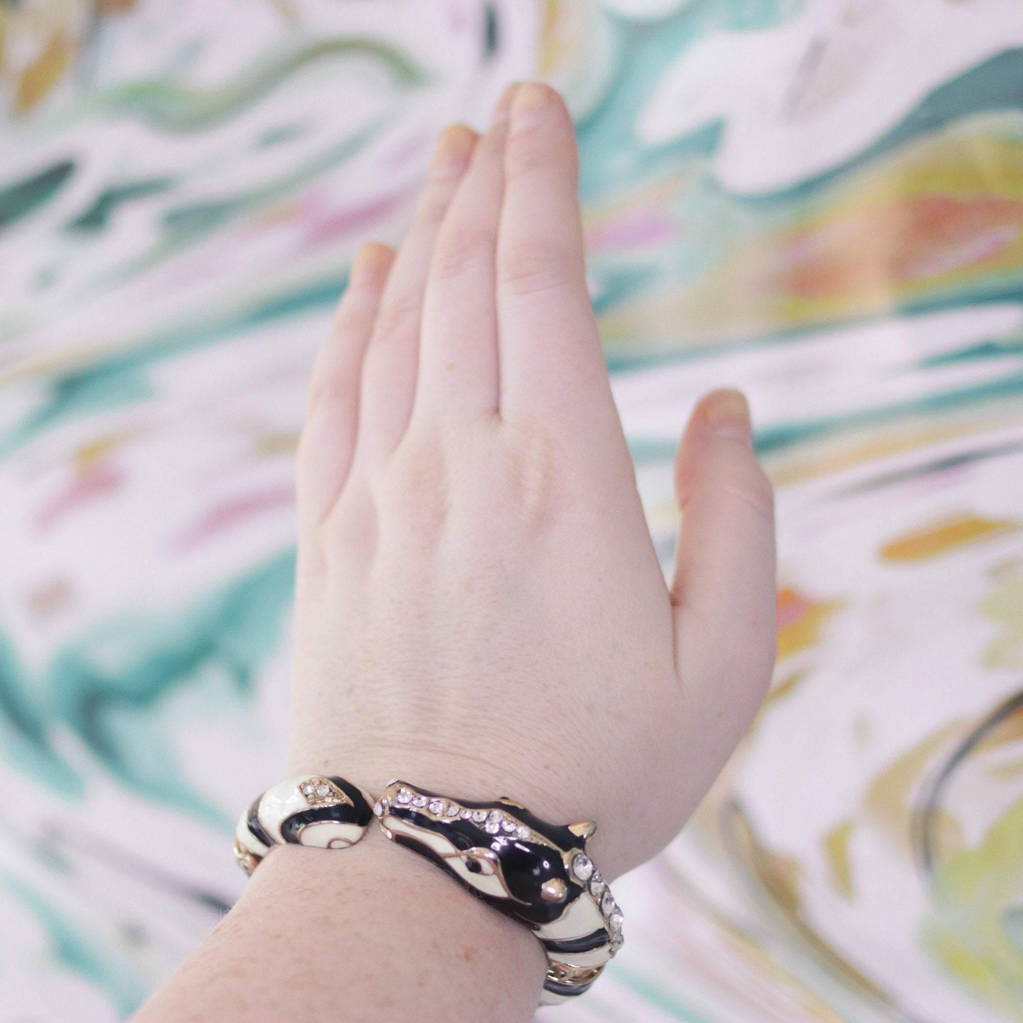 Vintage 1960s Zebra Bracelet by 1960s - Vintage Meet Modern Vintage Jewelry - Chicago, Illinois - #oldhollywoodglamour #vintagemeetmodern #designervintage #jewelrybox #antiquejewelry #vintagejewelry